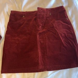 Red corduroy mini skirt!